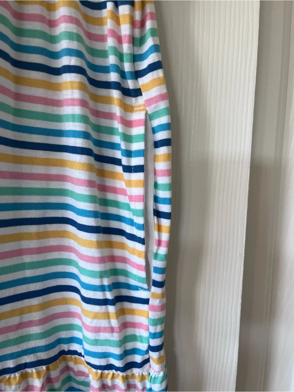Old Navy Girls White Dress with Rainbow Stripes, XL (14-16)
